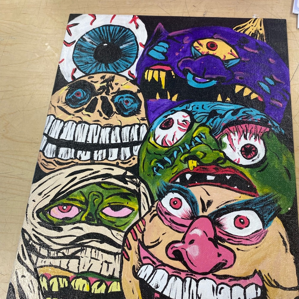 Colorful Abstract monster Canvas Art